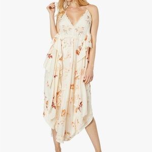 Free People Audrey Embroidered Floral Sleeveless Maxi Dress Copper Rose Womens L